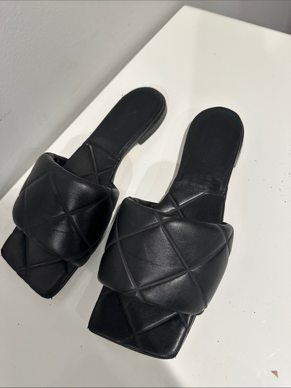 Bottega Veneta Black Quilted Leather Slide Mules